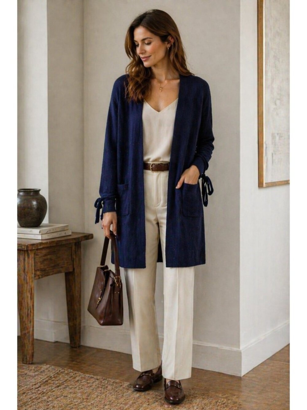 Cashmere Charter Club Luxury 100% Cashmere Cardigan Navy Blue Open Front Size XL - Picture 7 of 7